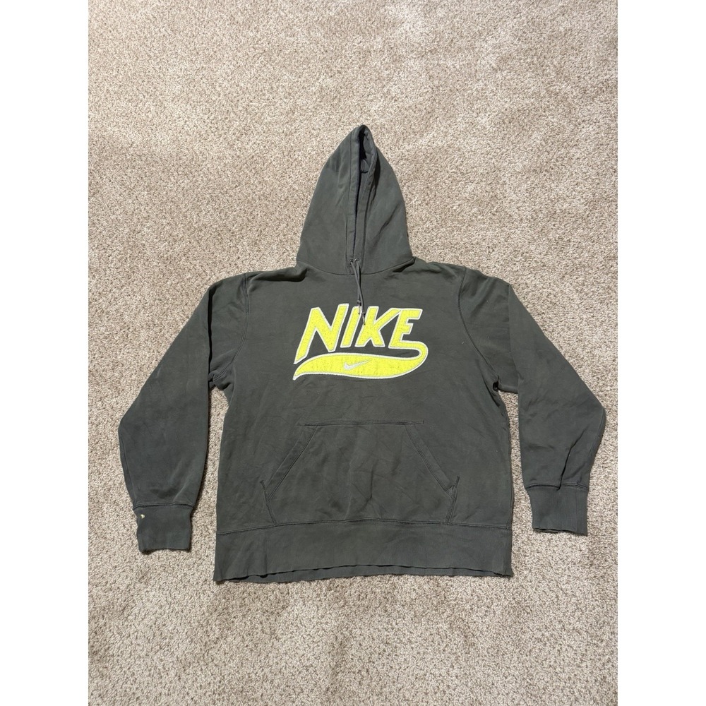 Nike‎ Hoodie Mens XL Green White Spell Out Embroidered Pullover